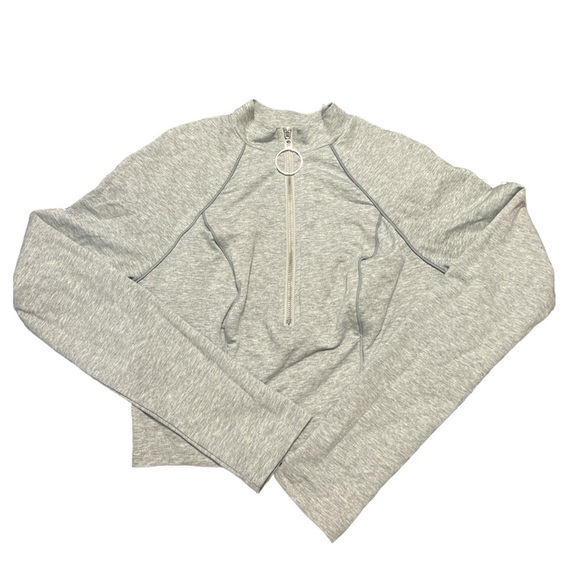 Fashion Nova 3/4 zip crop top. Heather gray. Small - Picture 1 of 4